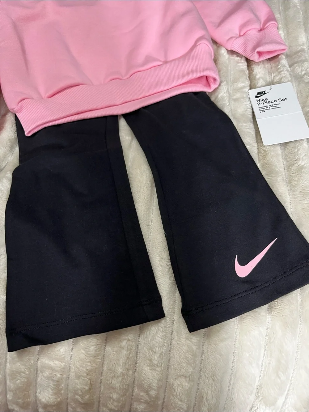 Nike Pink Sweatshirt with Black Pants Set Girls Size 4